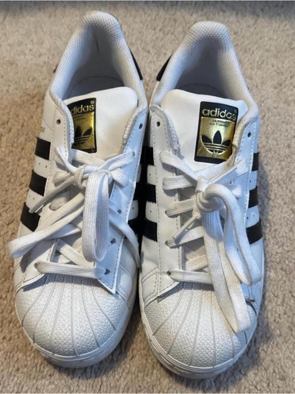 Adidas White and Black Women's Superstar Sneakers 6.5